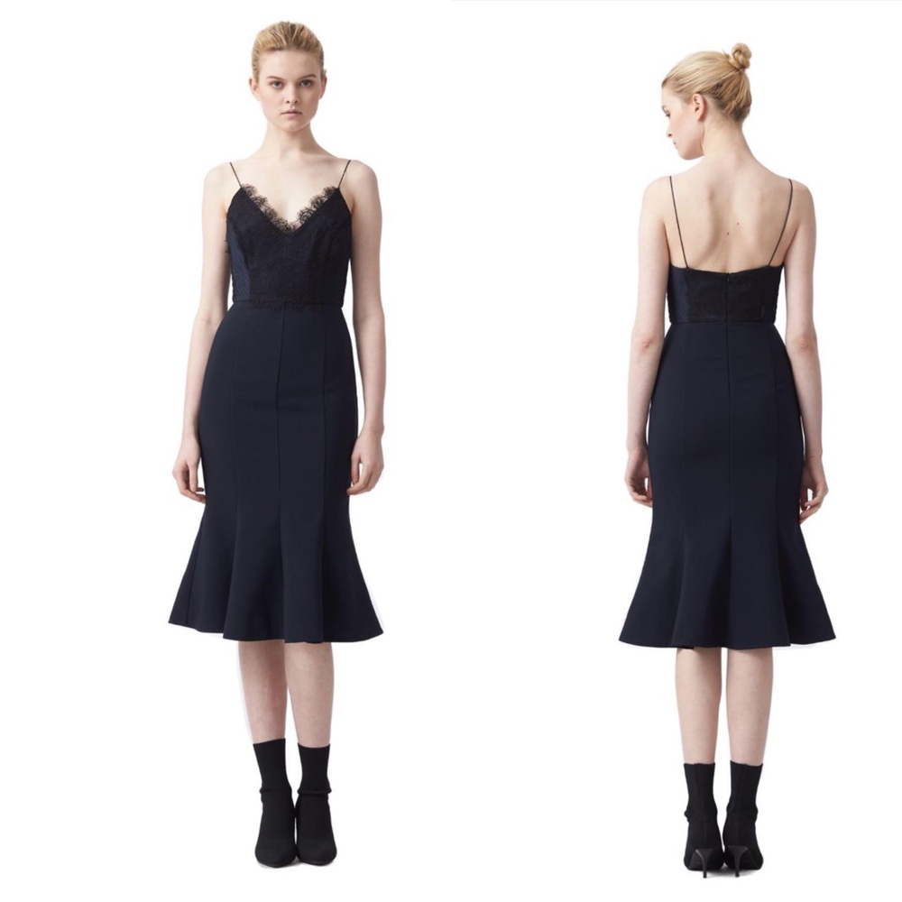 NWT Aijek GODIVA LACE TRIM PINTUCK DRESS